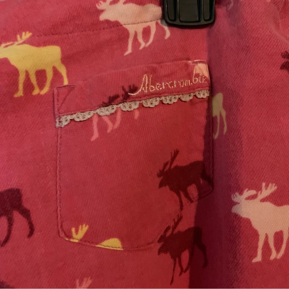 Vintage Abercrombie Logo Flannel PJ Pajama Lounge Drawstring Pants - Picture 6 of 7
